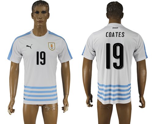 Uruguay #19 Coates Away Soccer Country Jersey