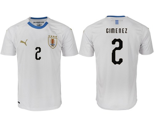 Uruguay #2 Gimenez Home Soccer Country Jersey