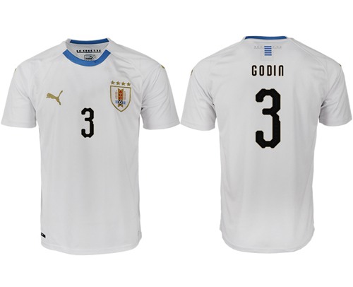 Uruguay #3 Godin Home Soccer Country Jersey