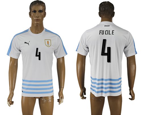 Uruguay #4 Fucile Away Soccer Country Jersey