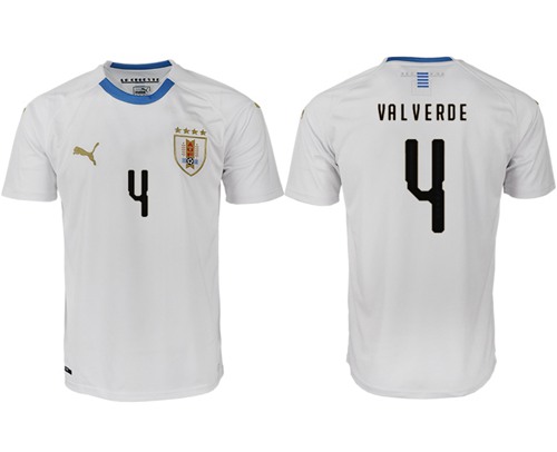 Uruguay #4 Valverde Home Soccer Country Jersey