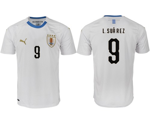 Uruguay #9 L.Suarez Home Soccer Country Jersey