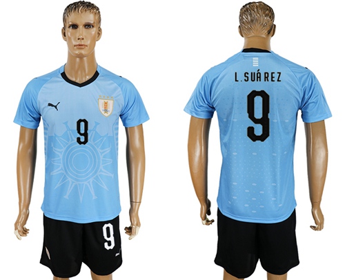 Uruguay #9 L.Suarez Home Soccer Country Jersey