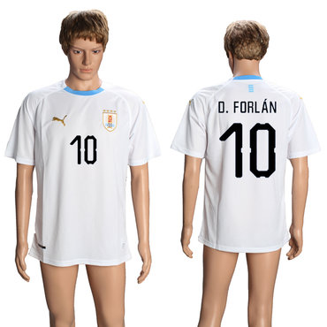 Uruguay 10 D. FORLAN Away 2018 FIFA World Cup Thailand Soccer Jersey