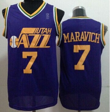 Utah Jazz #7 Pete Maravich Purple Throwback Stitched NBA Jersey