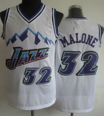 Utah Jazz 32 Karl Malone White Hardwood Classics Revolution 30 NBA Jerseys