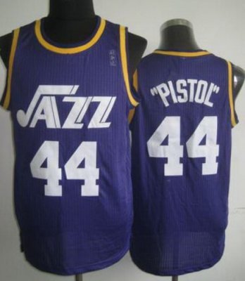Utah Jazz 44 Pistol Pete Maravich Purple Hardwood Classics Revolution 30 NBA Jerseys