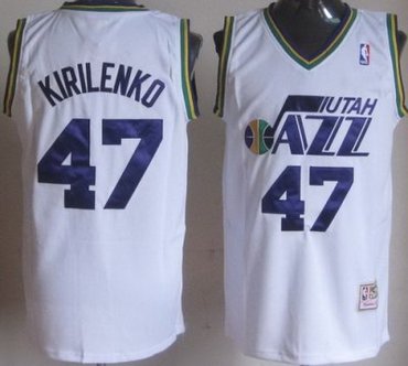 Utah Jazz 47 Andrei Kirilenko White Soul Swingman Throwback NBA Jerseys