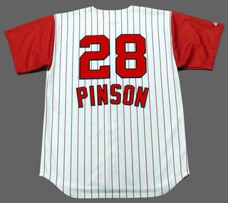 VADA PINSON Cincinnati Reds 1960's Majestic Throwback Home Baseball Jersey