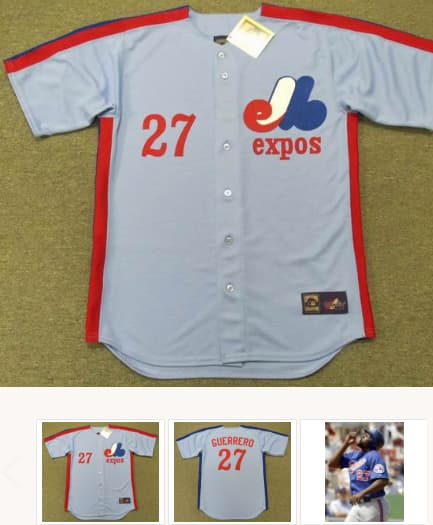 VLADIMIR GUERRERO Montreal Expos 1980's Majestic Cooperstown Away Baseball Jersey