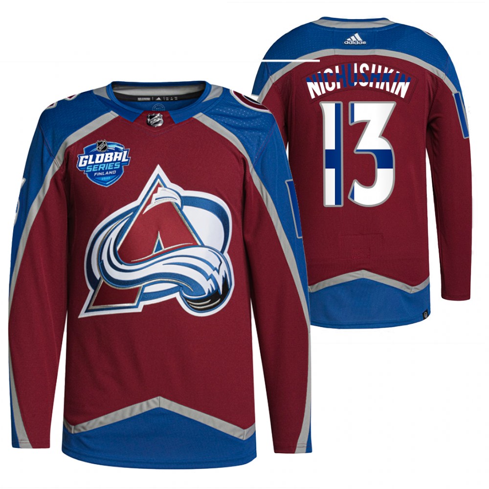 Valeri Nichushkin Colorado Avalanche Burgundy 2022 NHL Global Series Finland Edition Jersey