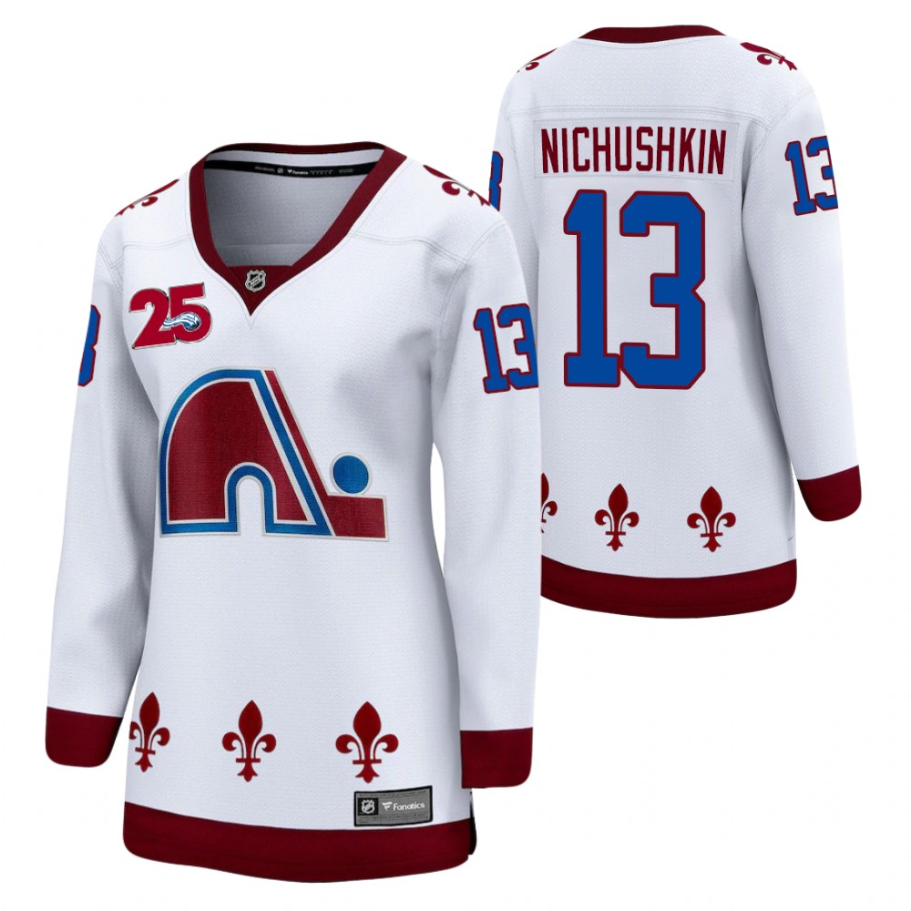 Valeri Nichushkin Colorado Avalanche Reverse Retro White Women's Jersey 25th Anniversary