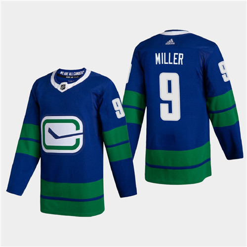 Vancouver Canucks #9 JT Miller Men's Adidas 2020-21 Authentic Player Alternate Stitched NHL Jersey Blue