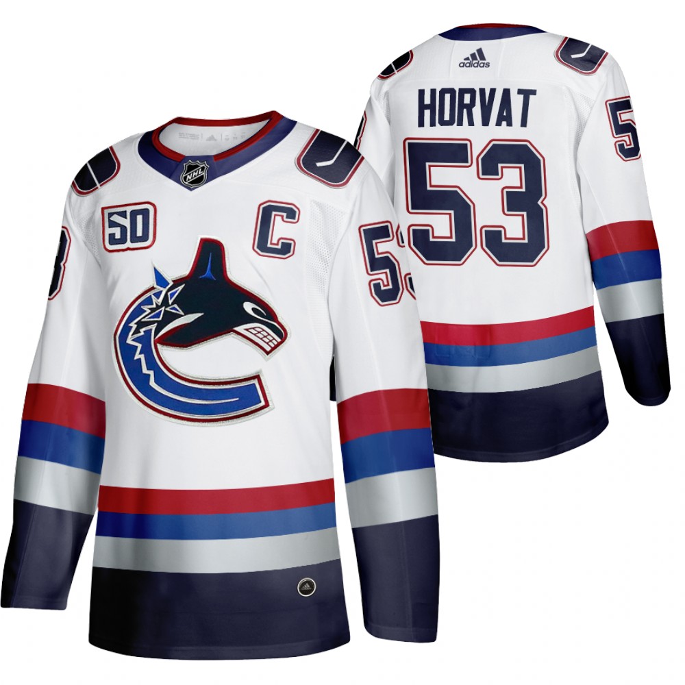 Vancouver Canucks Bo Horvat 50th Anniversary White Vintage Jersey