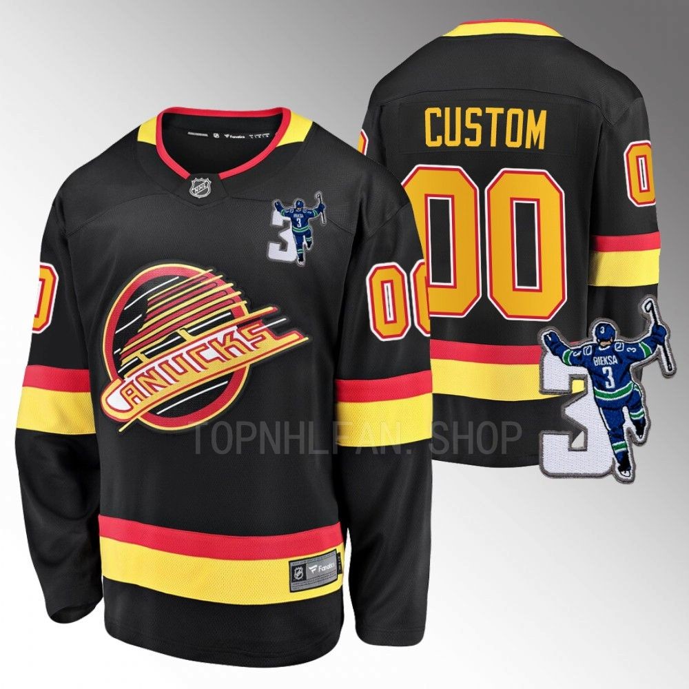 Vancouver Canucks Custom Kevin Bieska patch Black Throwback Jersey