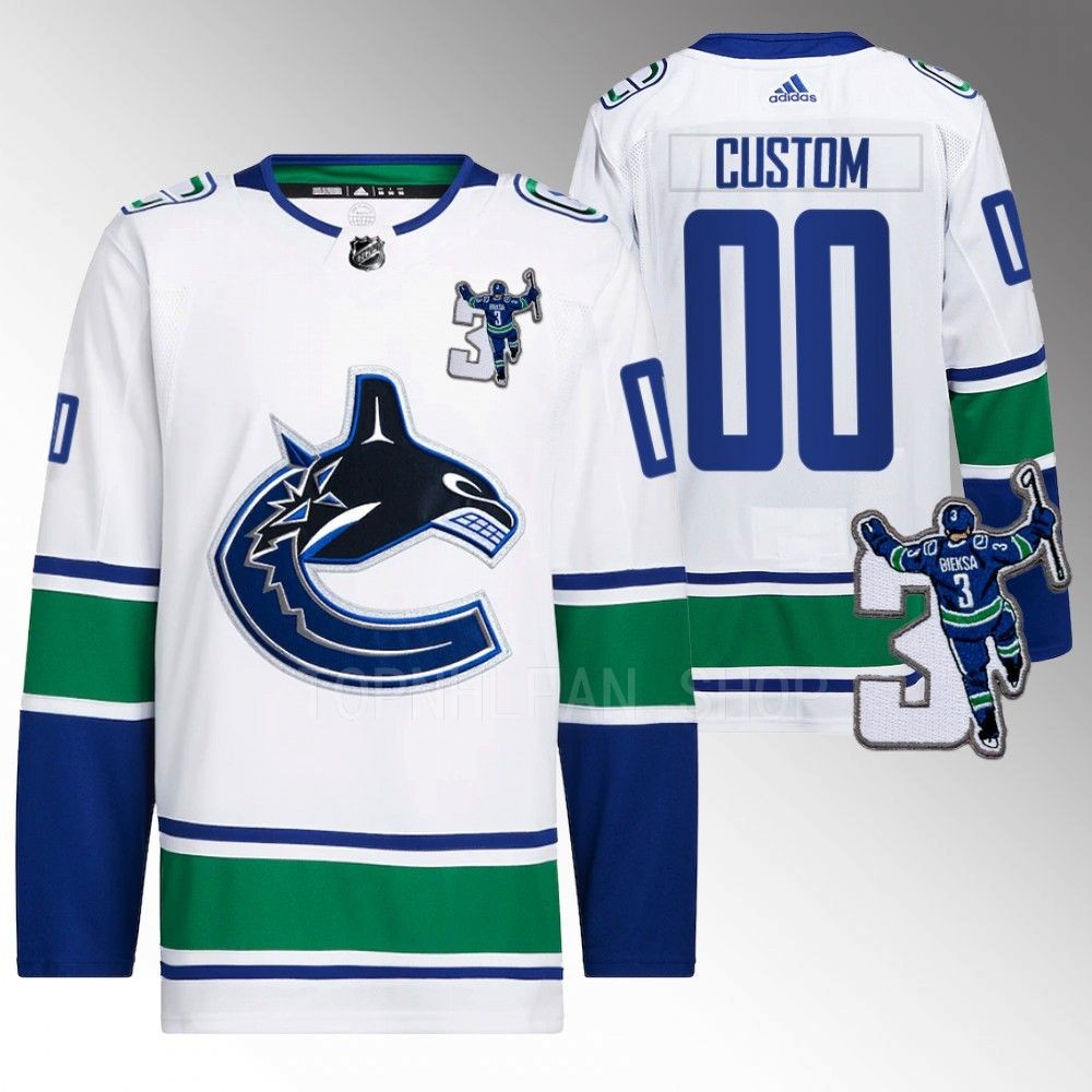 Vancouver Canucks Custom Kevin Bieska patch White Away Jersey