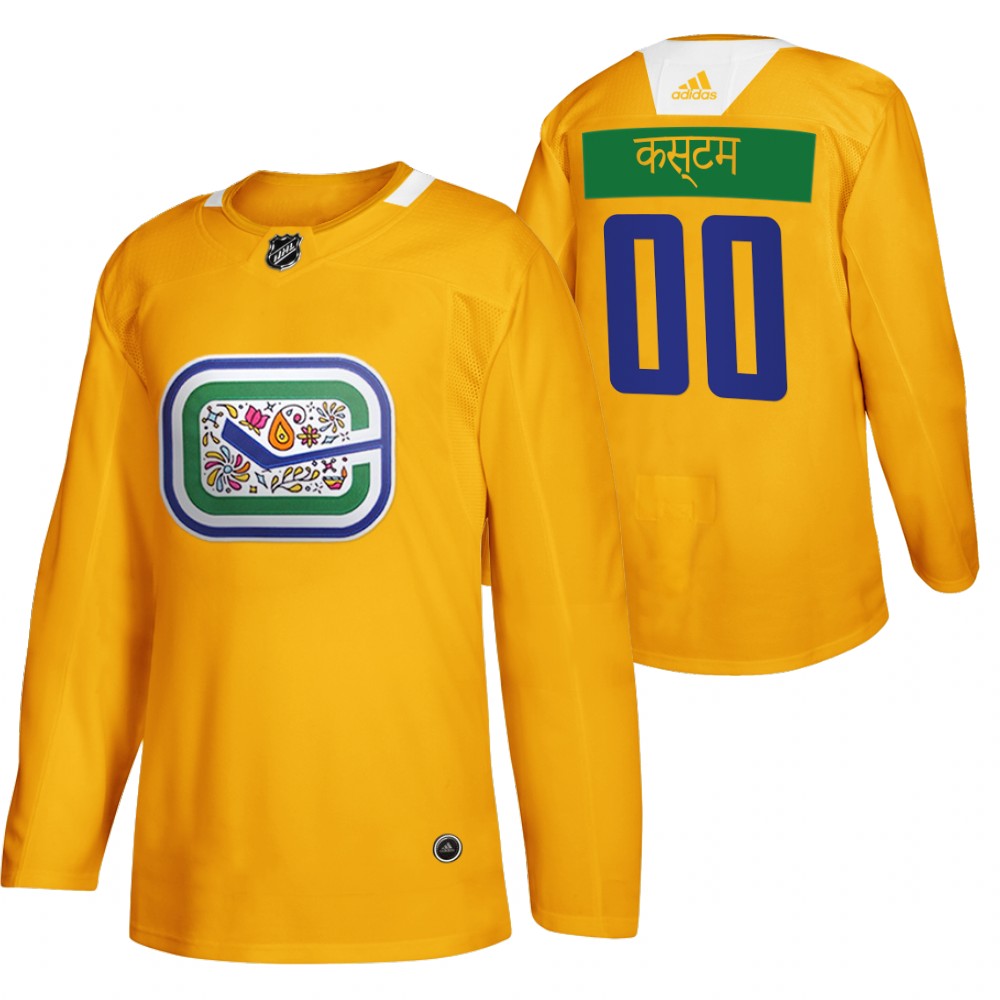 Vancouver Canucks Custom Yellow Diwali Night Hindi Limited Jersey