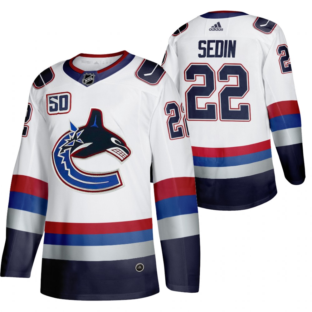 Vancouver Canucks Daniel Sedin 50th Anniversary White Vintage Jersey