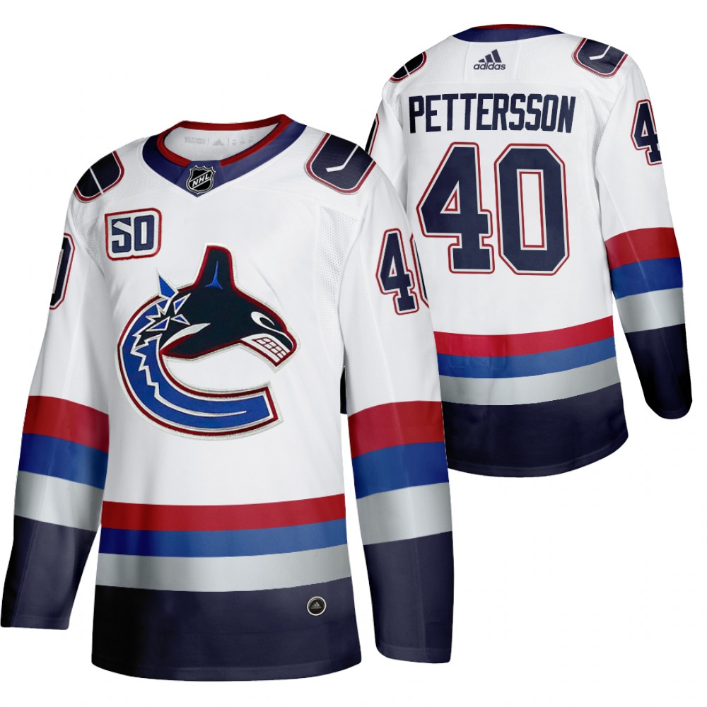 Vancouver Canucks Elias Pettersson 50th Anniversary White Vintage Jersey