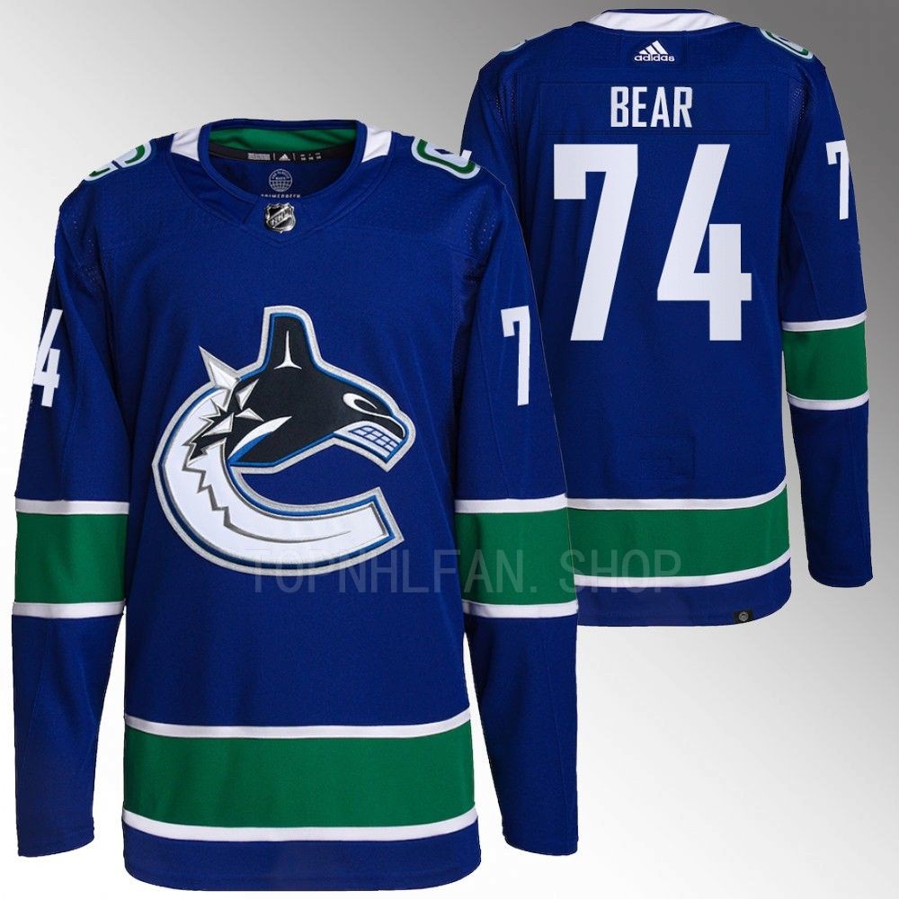 Vancouver Canucks Ethan Bear Blue Authentic Pro Home Jersey