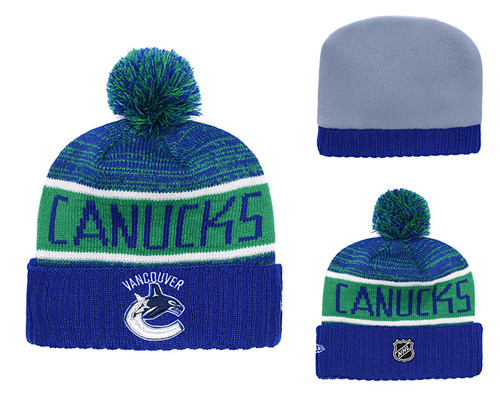 Vancouver Canucks Fresh Logo Blue Pom Knit Hat YD