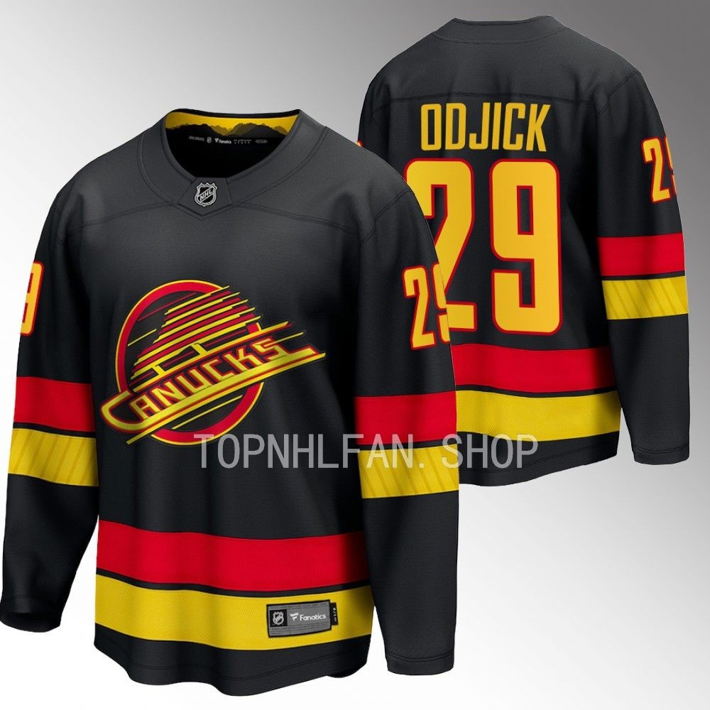 Vancouver Canucks Gino Odjick Black 2023-24 Alternate Flying Skate Jersey