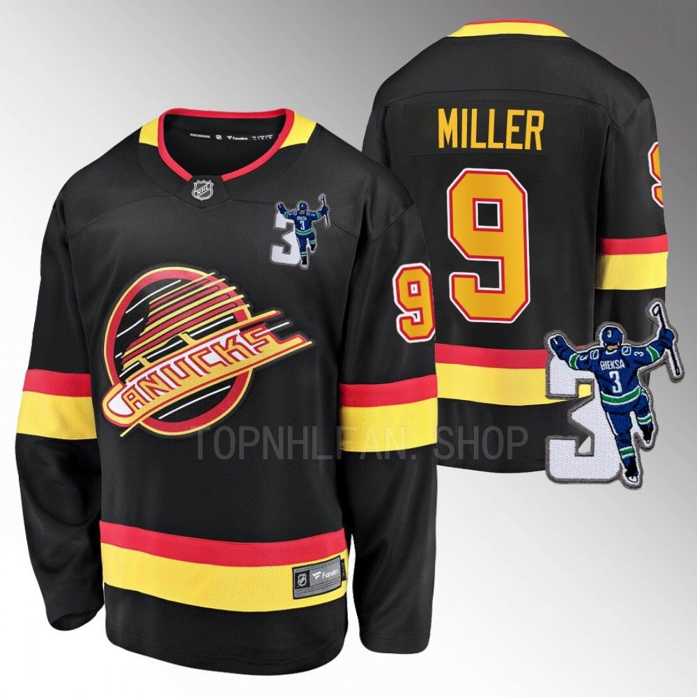 Vancouver Canucks J.T. Miller Kevin Bieska patch Black Throwback Jersey