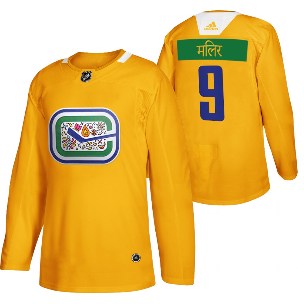 Vancouver Canucks J.T. Miller Yellow Diwali Night Hindi Limited Jersey