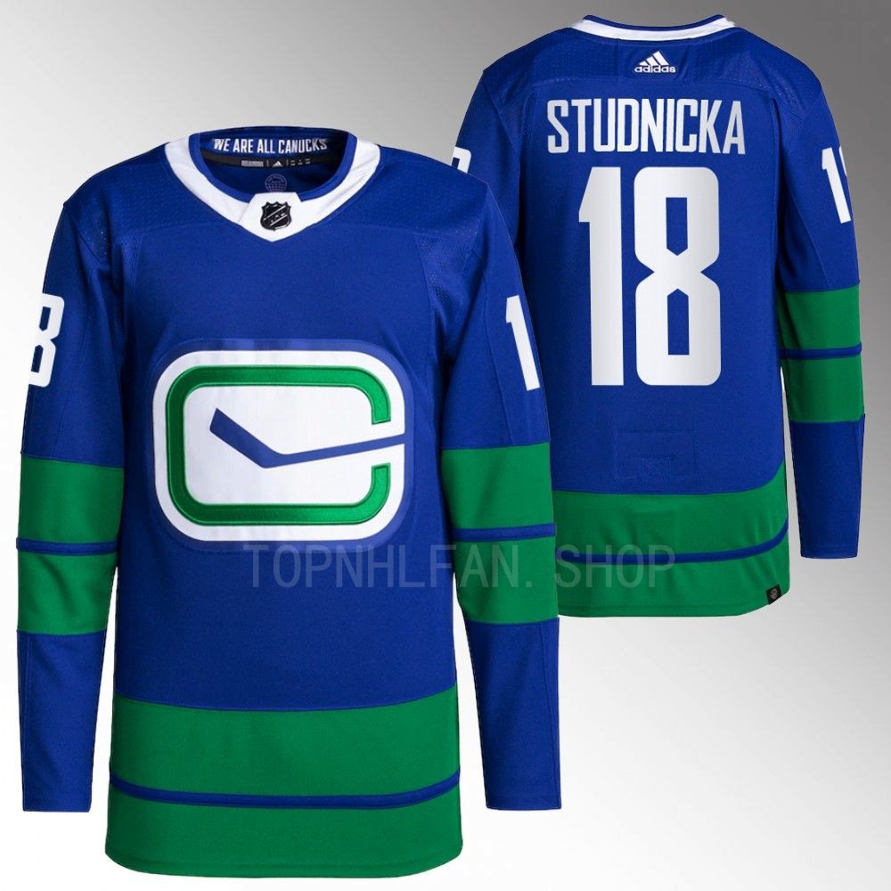Vancouver Canucks Jack Studnicka Blue Alternate Authentic Primegreen Jersey