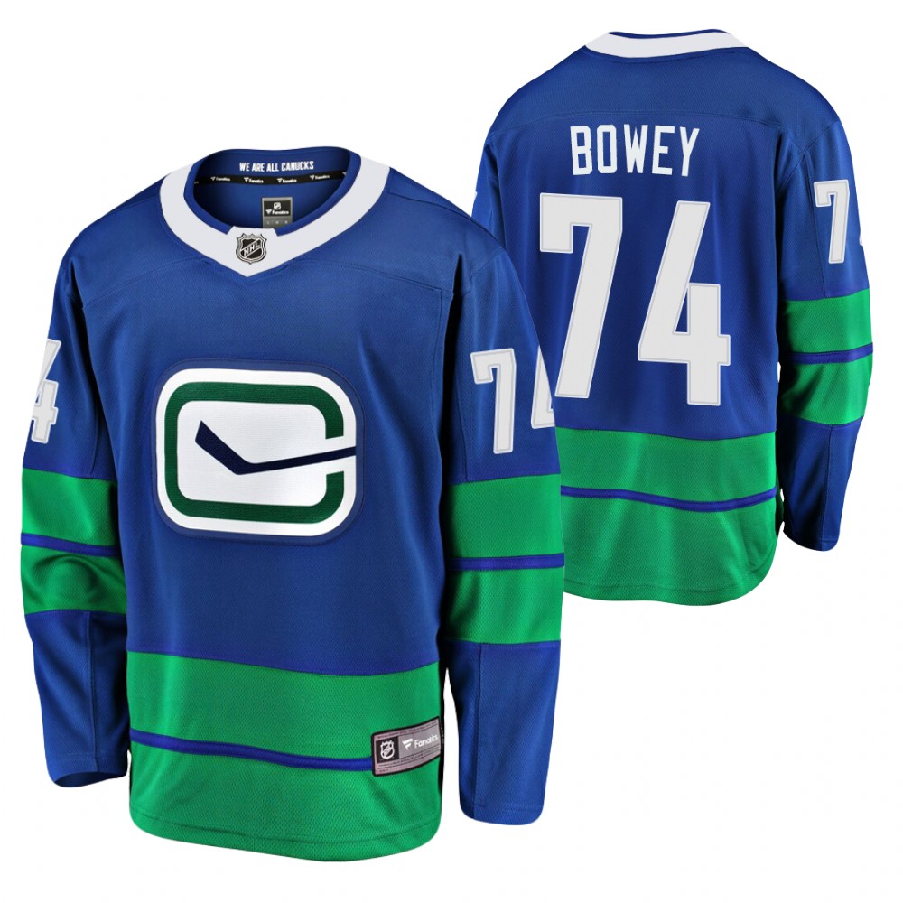 Vancouver Canucks Madison Bowey Blue Alternate 2021 Jersey