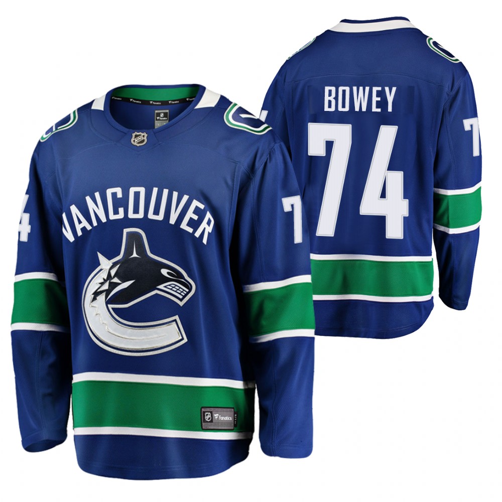 Vancouver Canucks Madison Bowey Blue Home 2021 Jersey