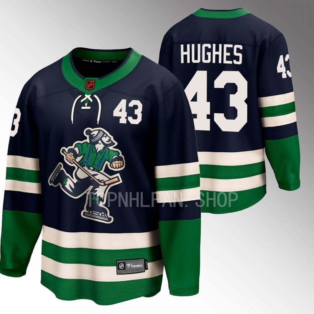 Vancouver Canucks Quinn Hughes Navy 2022 Special Edition 2.0 Breakaway Retro Jersey