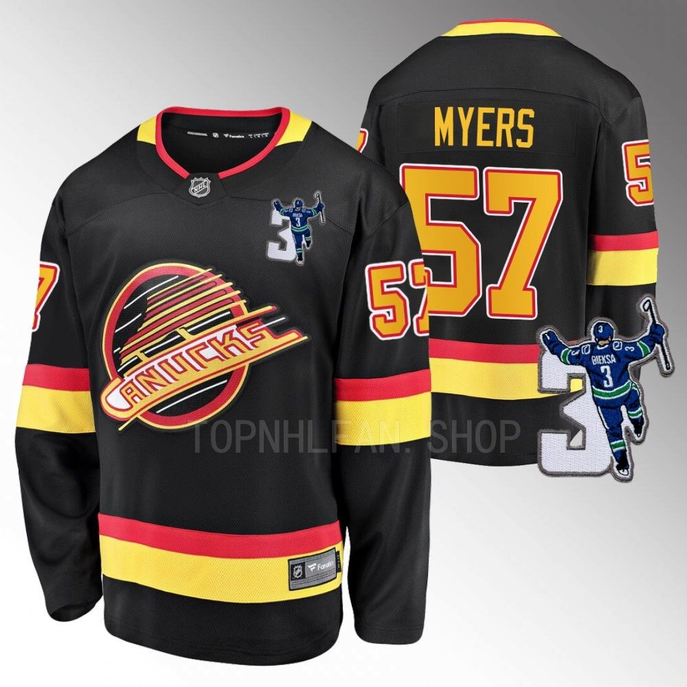 Vancouver Canucks Tyler Myers Kevin Bieska patch Black Throwback Jersey