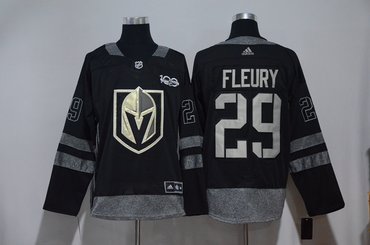 Vegas Golden Knights 29 Marc-Andre Fleury Black 100th Anniversary Adidas Jersey