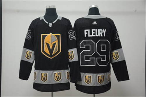 Vegas Golden Knights 29 Marc-Andre Fleury Black Team Logos Fashion Adidas Jersey