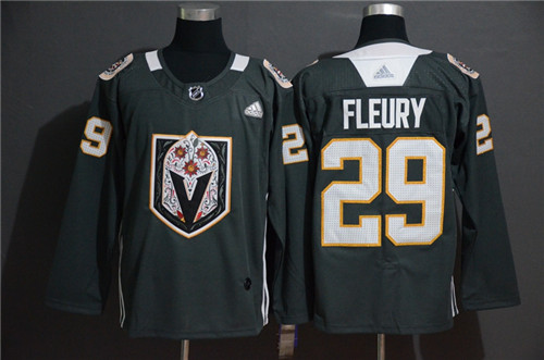 Vegas Golden Knights 29 Marc-Andre Fleury Gray Dia De Los Muertos Adidas Jersey