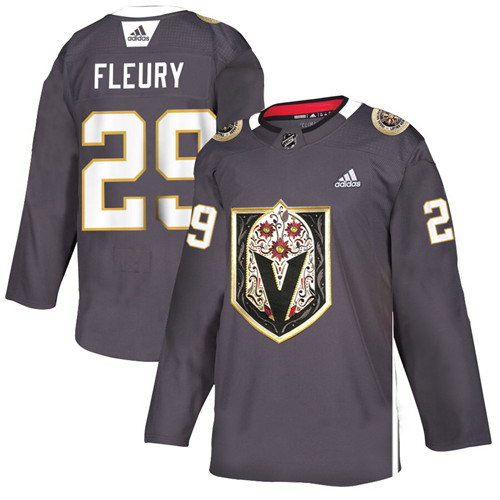 Vegas Golden Knights 29 Marc-Andre Fleury Gray Dia De Los Muertos Adidas Jersey
