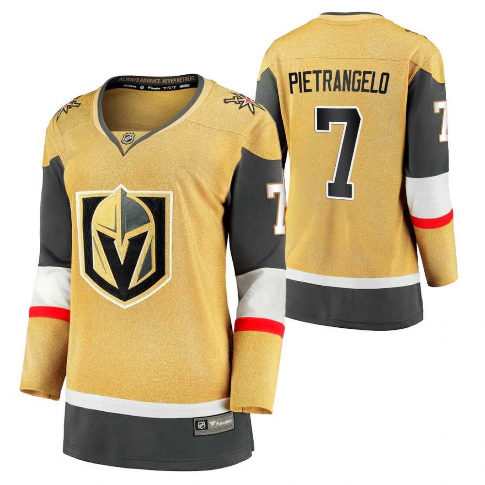 Vegas Golden Knights Alex Pietrangelo Women Gold 2020-21 Alternate Jersey