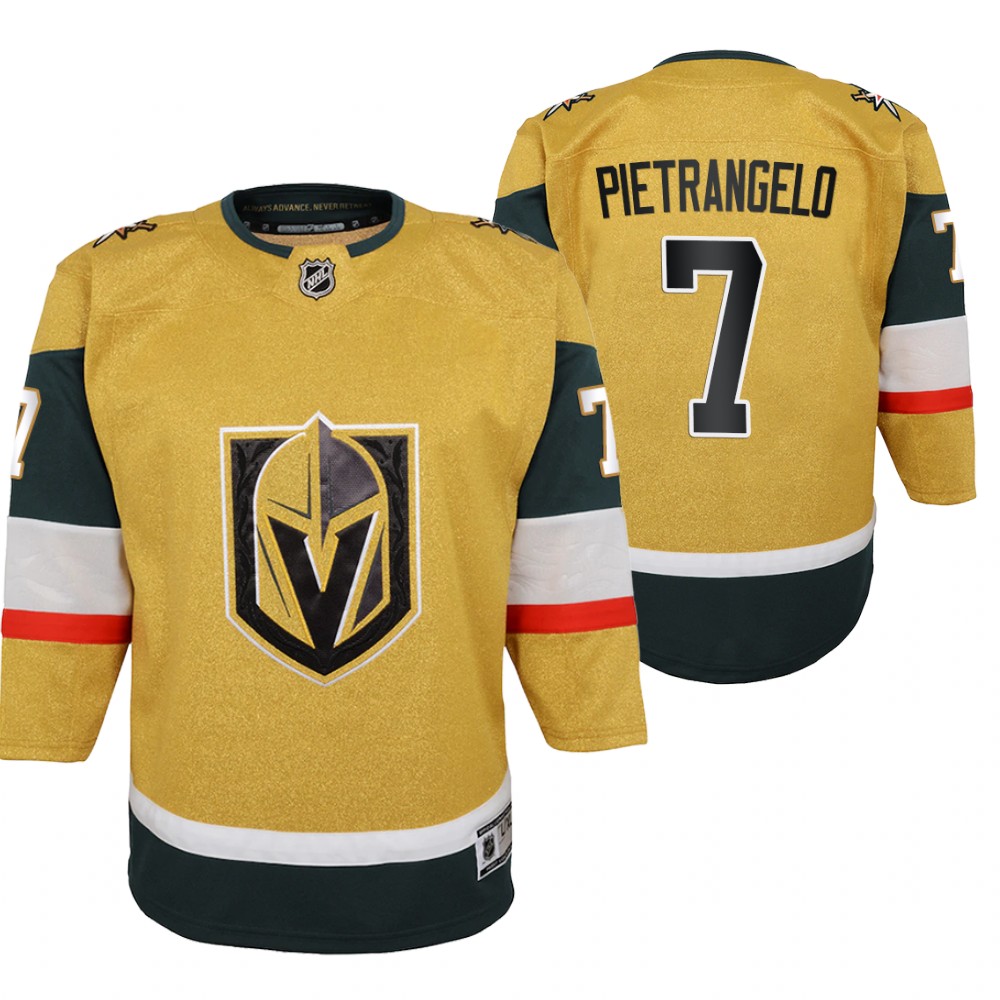 Vegas Golden Knights Alex Pietrangelo youth Gold 2020-21 Alternate Jersey