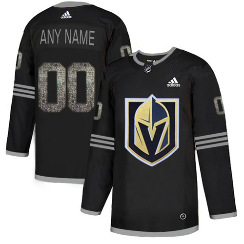 Vegas Golden Knights Black Shadow Logo Print Men's Customized Adidas Jersey