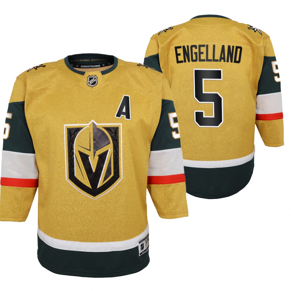 Vegas Golden Knights Deryk Engelland Youth Gold 2020-21 Alternate Jersey