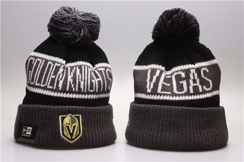 Vegas Golden Knights Fresh Logo Black Cuffed Pom Knit Hat YP