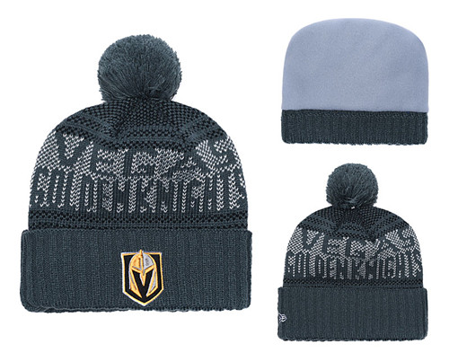 Vegas Golden Knights Fresh Logo Gray Pom Knit Hat YD
