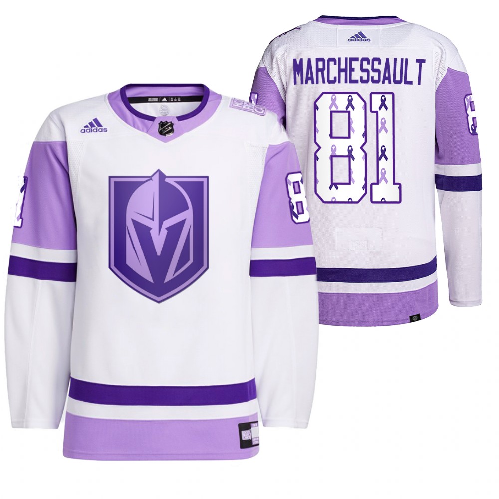 Vegas Golden Knights Jonathan Marchessault 2021 HockeyFightsCancer White Primegreen Jersey
