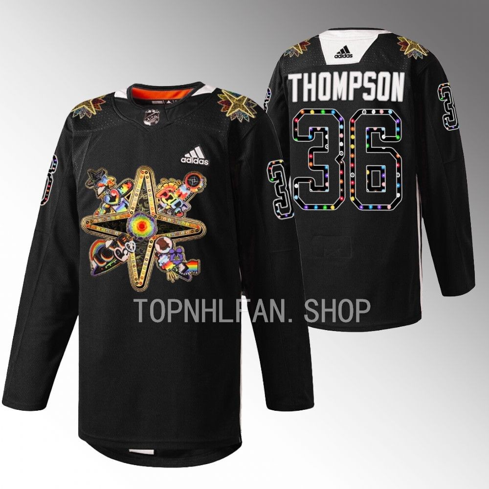 Vegas Golden Knights Logan Thompson 2023 Pride Knight Black Warmups Jersey
