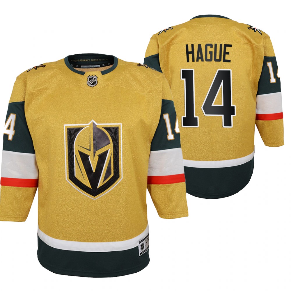 Vegas Golden Knights Nicolas Hague Youth Gold 2020-21 Alternate Jersey