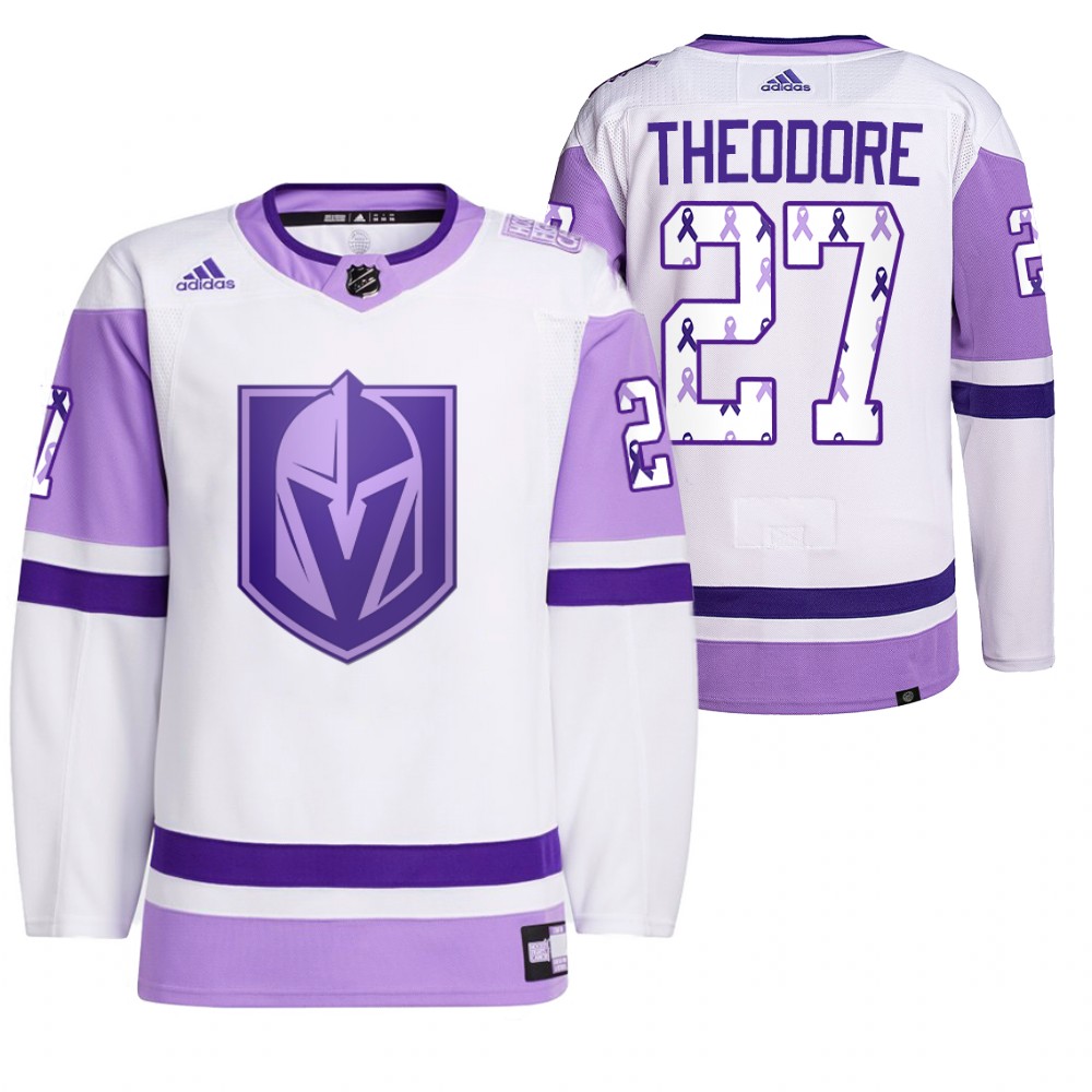 Vegas Golden Knights Shea Theodore 2021 HockeyFightsCancer White Primegreen Jersey