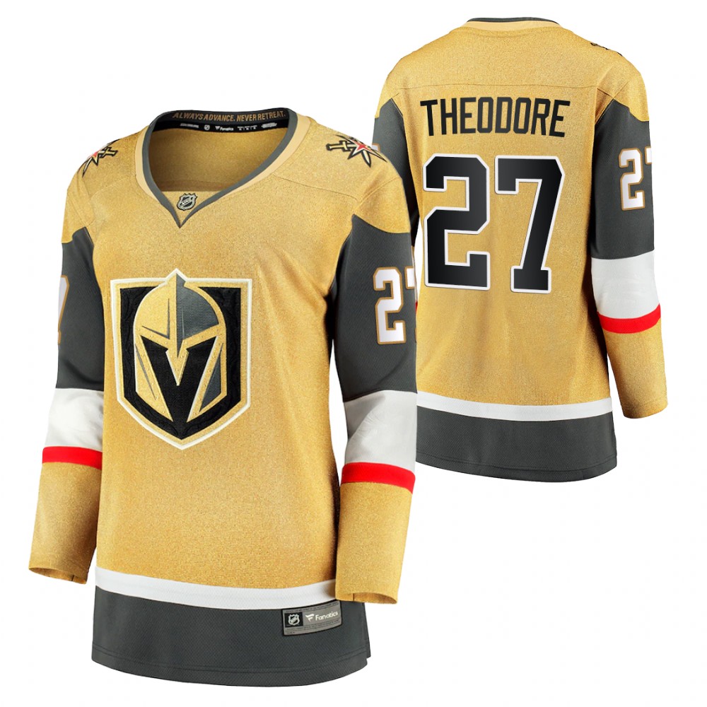 Vegas Golden Knights Shea Theodore Women Gold 2020-21 Alternate Jersey