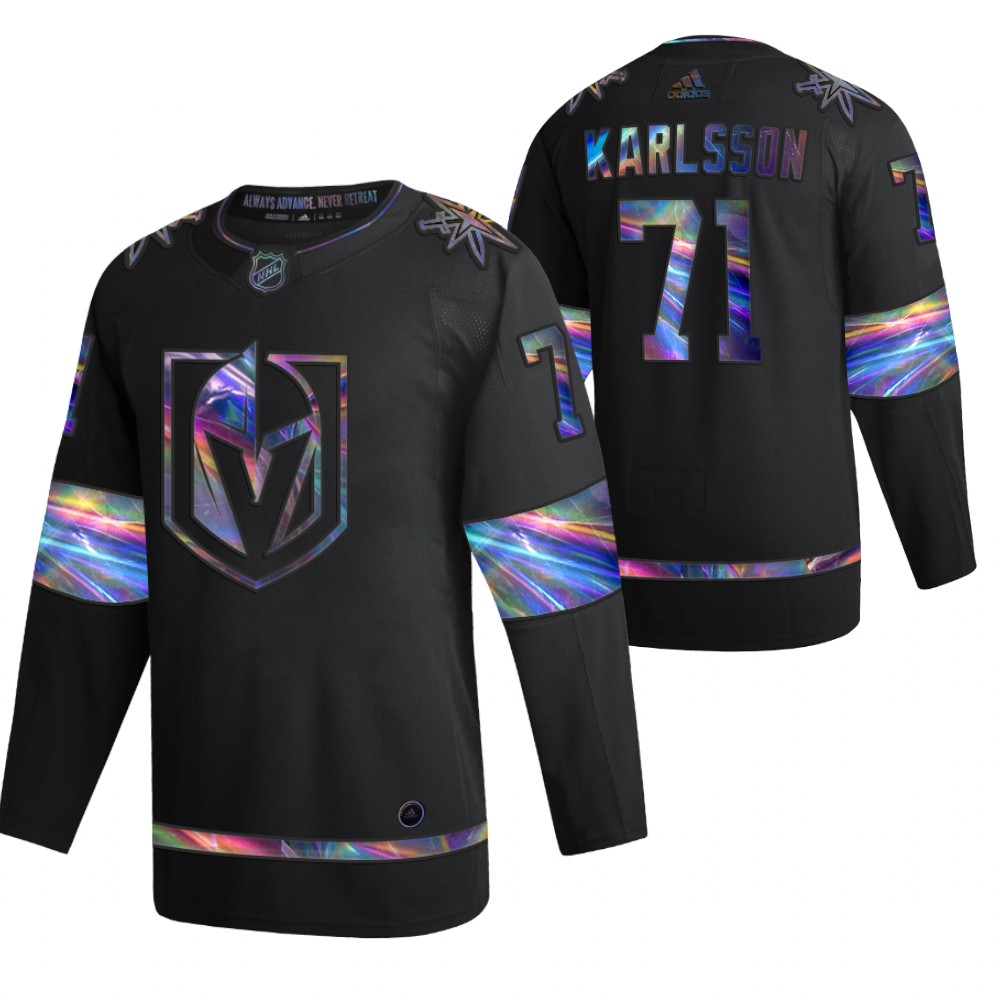 Vegas Golden Knights William Karlsson Black 2020-21 Iridescent Holographic Collection Authentic Jersey