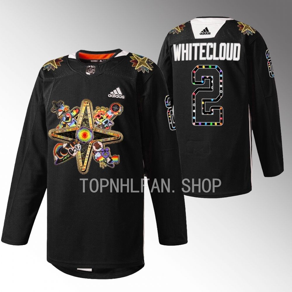 Vegas Golden Knights Zach Whitecloud 2023 Pride Knight Black Warmups Jersey